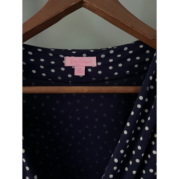 Lilly Pulitzer Polka Dot Wrap Dress Casual  Navy Blue White S - Picture 4 of 6